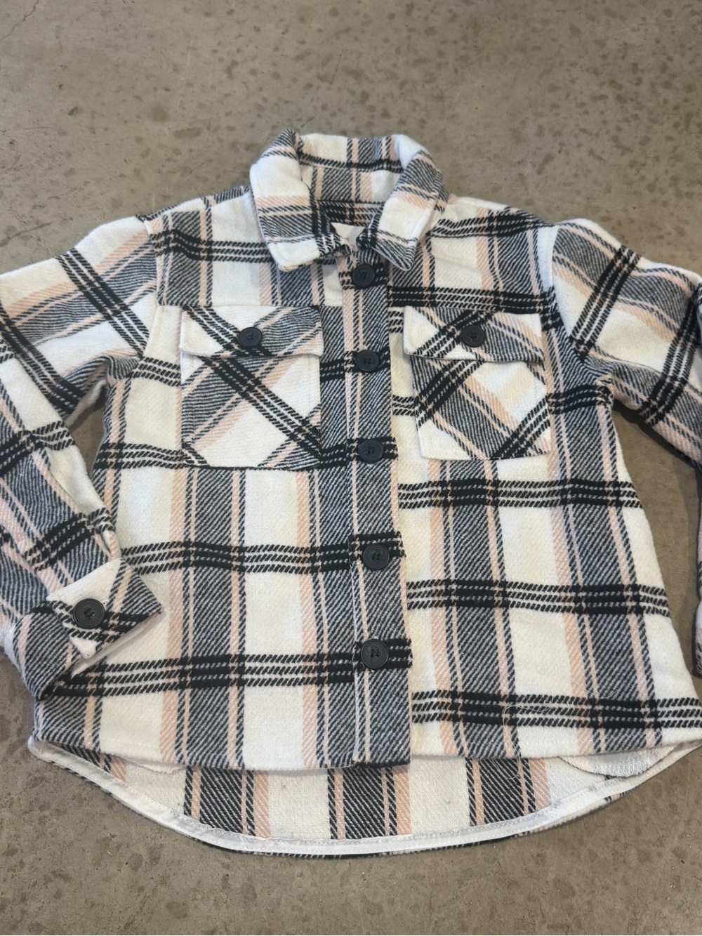 Plaid Shacket Jacket in Cream, Black & Blush
